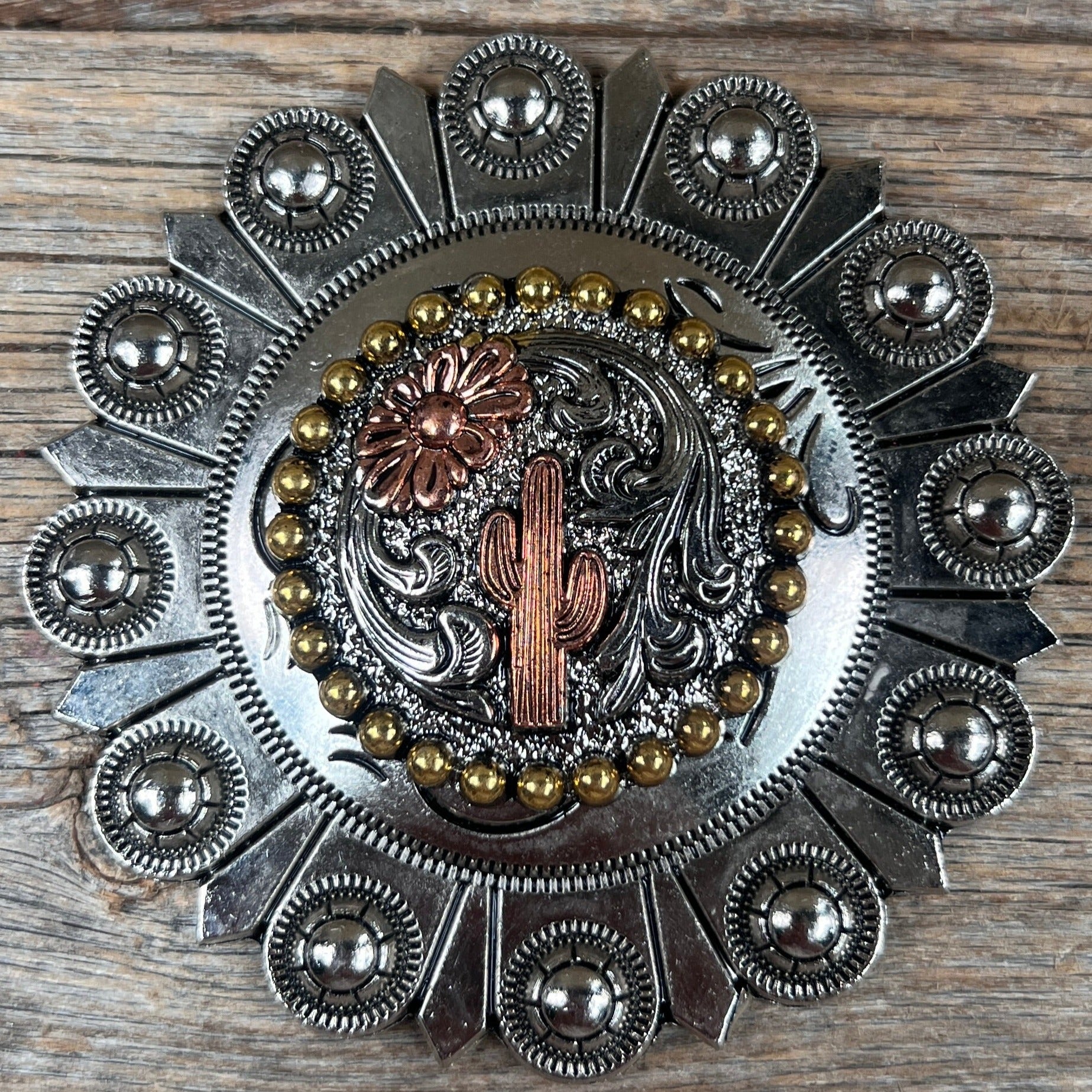 Cactus and Flower Western Concho W219