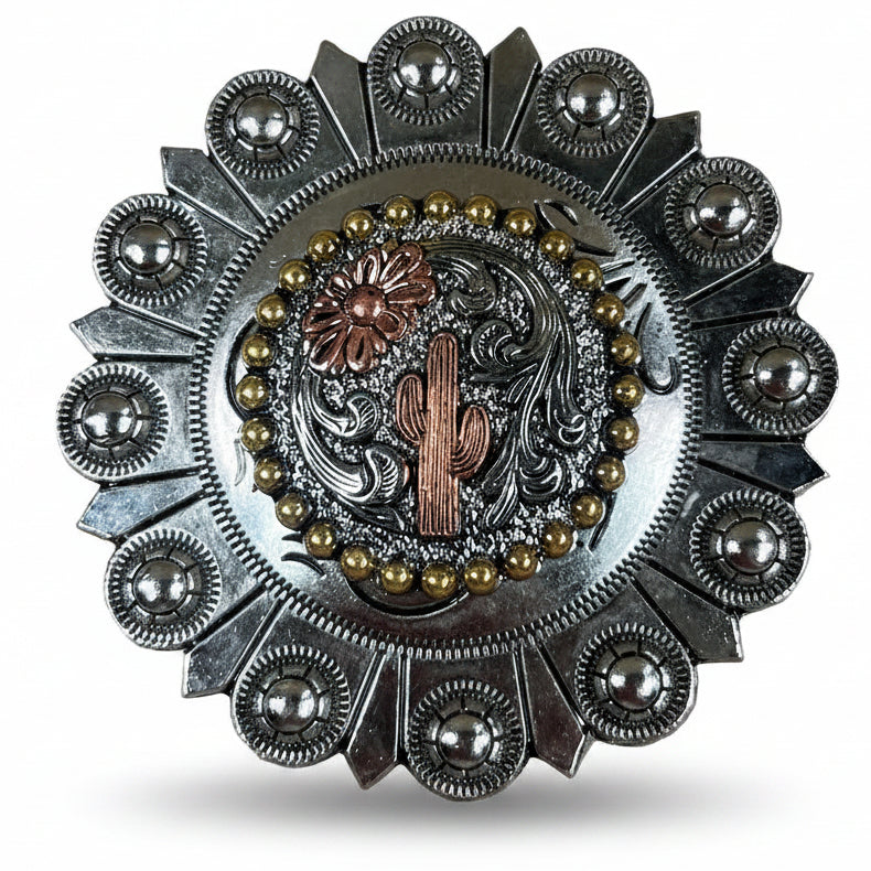 Cactus and Flower Western Concho W219