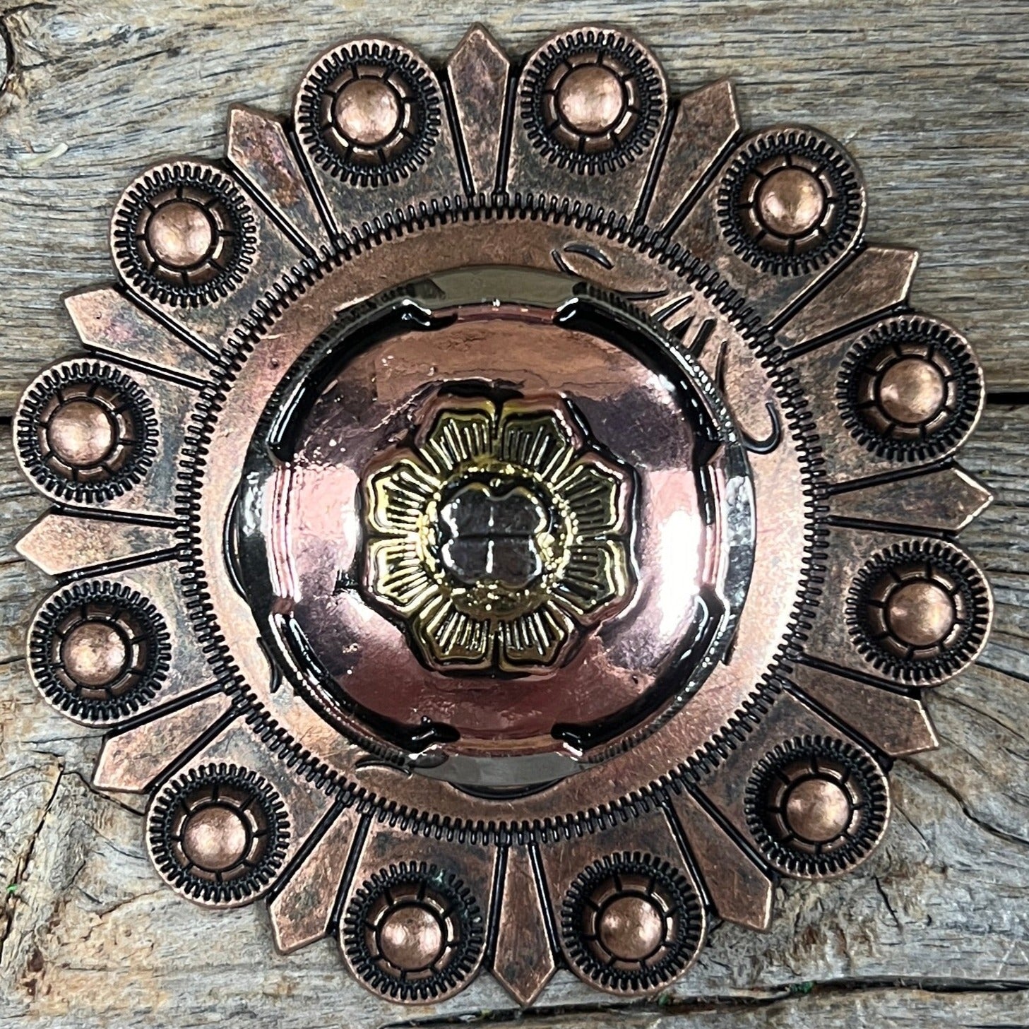 Copper & Gold Flower Western Concho W192
