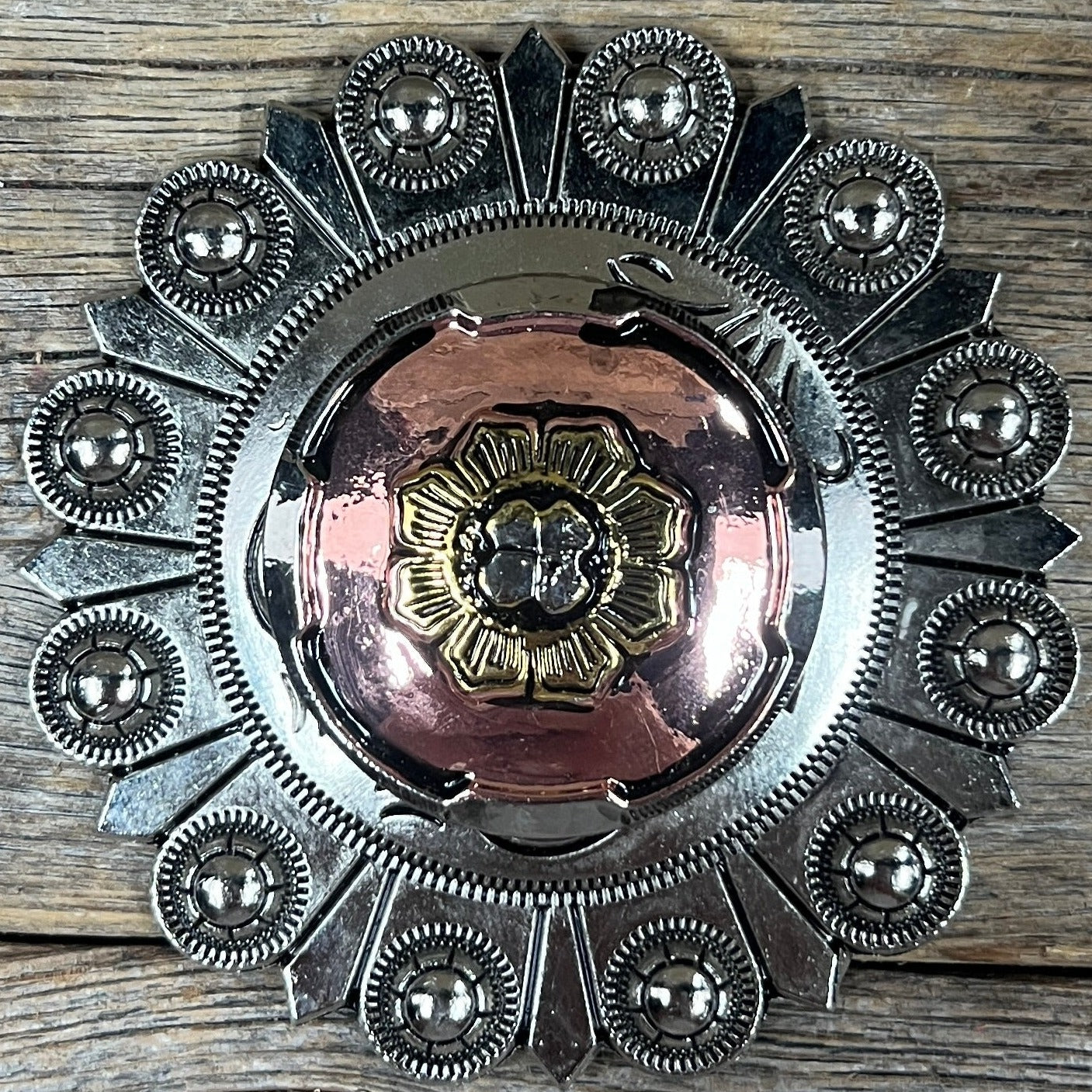 Copper & Gold Flower Western Concho W192