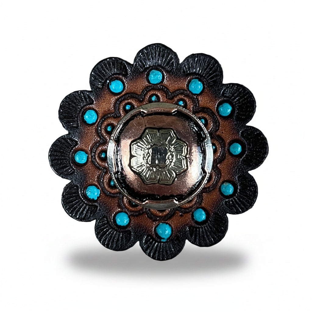 Copper & Gold Flower Western Concho W192