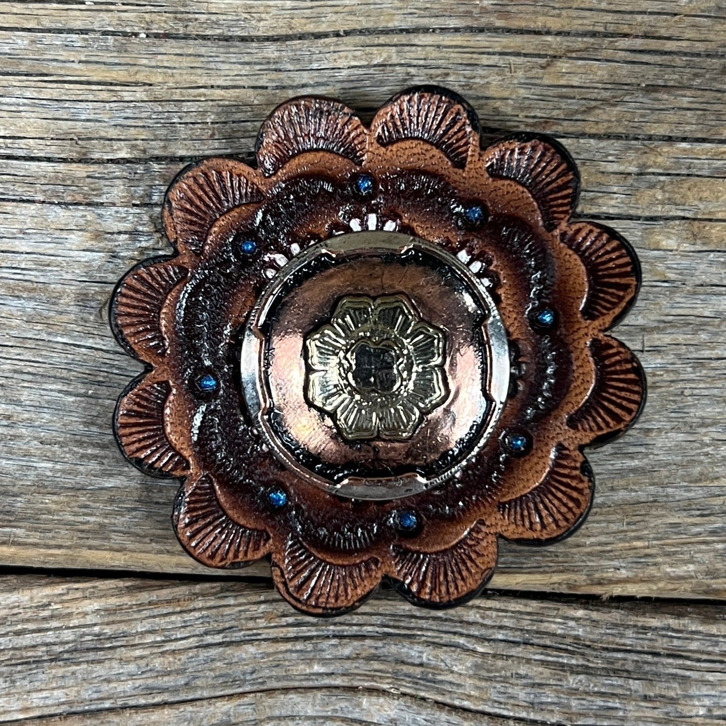 Copper & Gold Flower Western Concho W192
