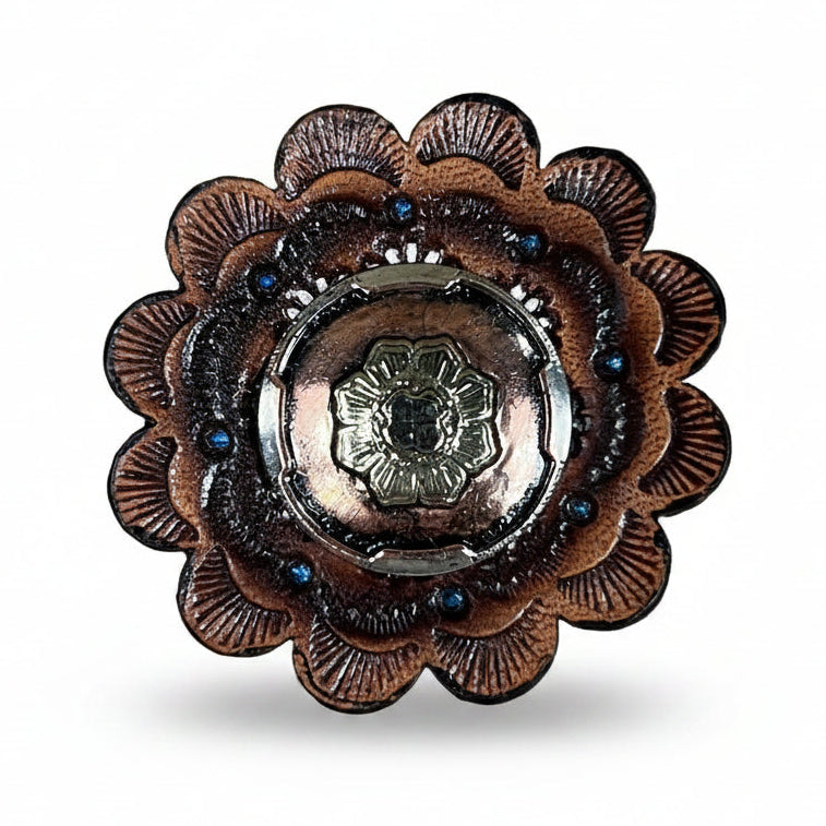 Copper & Gold Flower Western Concho W192