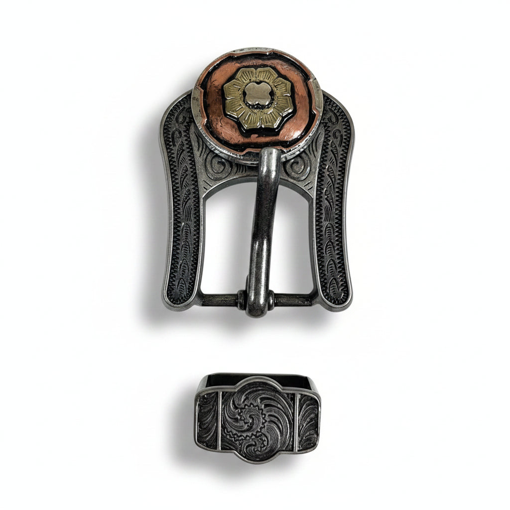 Copper & Gold Flower Western Concho W192
