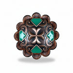 Copper Emerald Green Western Concho W209