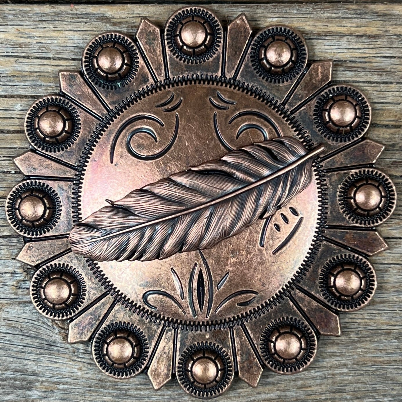 Copper Feather Western Concho W169