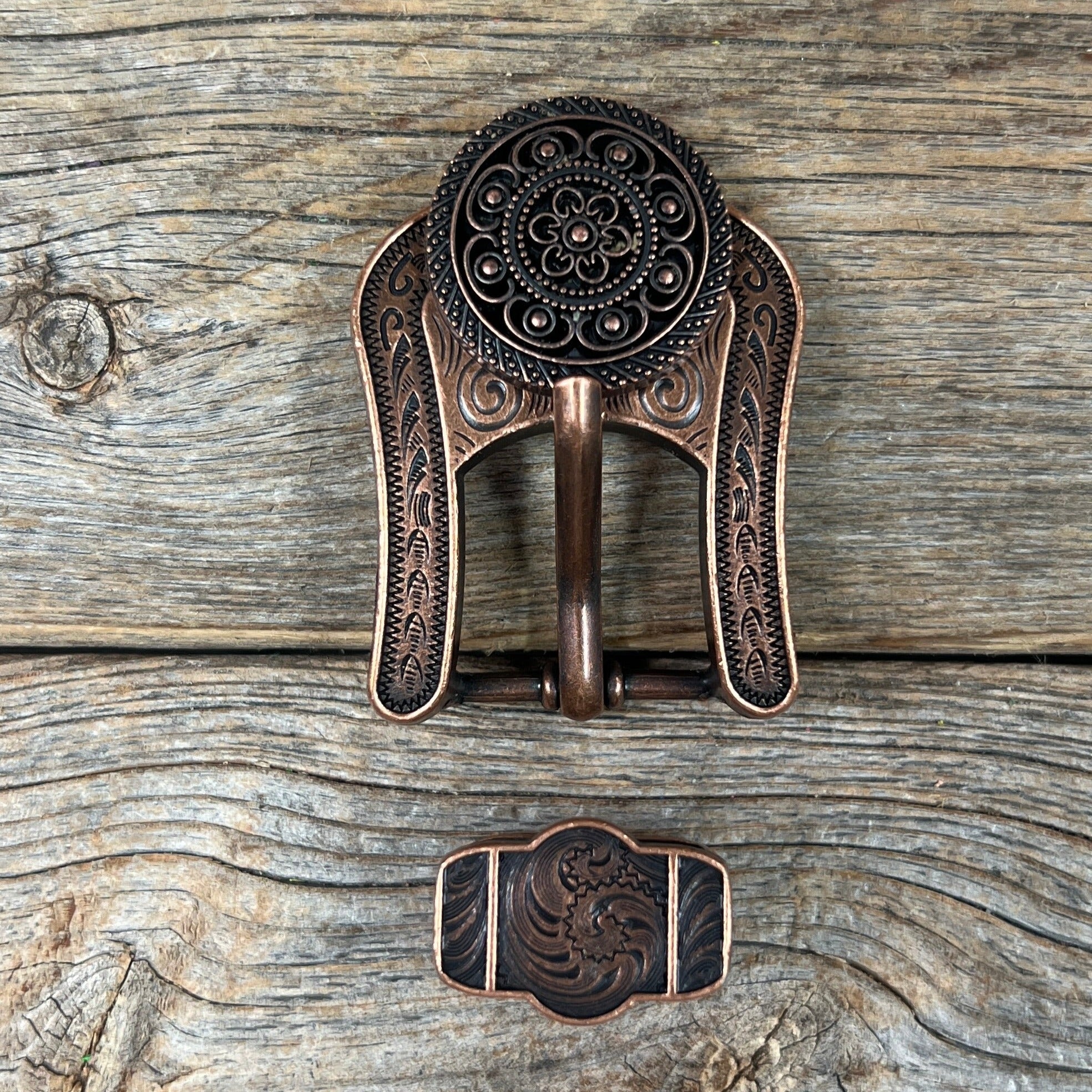 Copper Intricate Engraved Western Concho W224