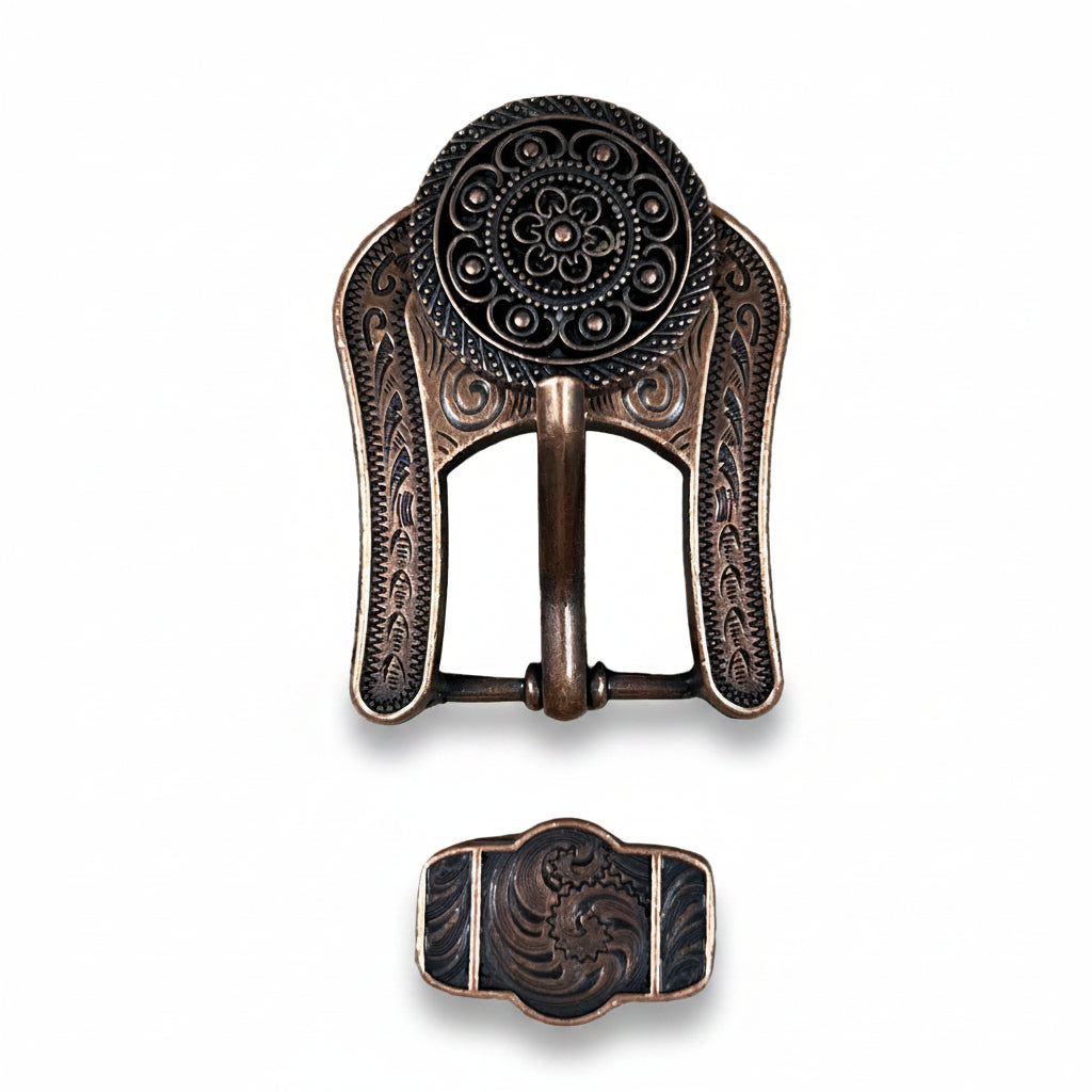 Copper Intricate Engraved Western Concho W224