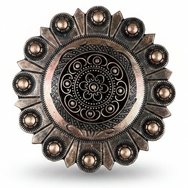 Copper Intricate Engraved Western Concho W224