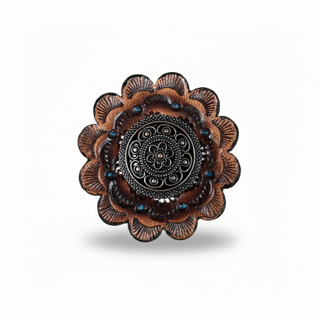 Copper Intricate Engraved Western Concho W224