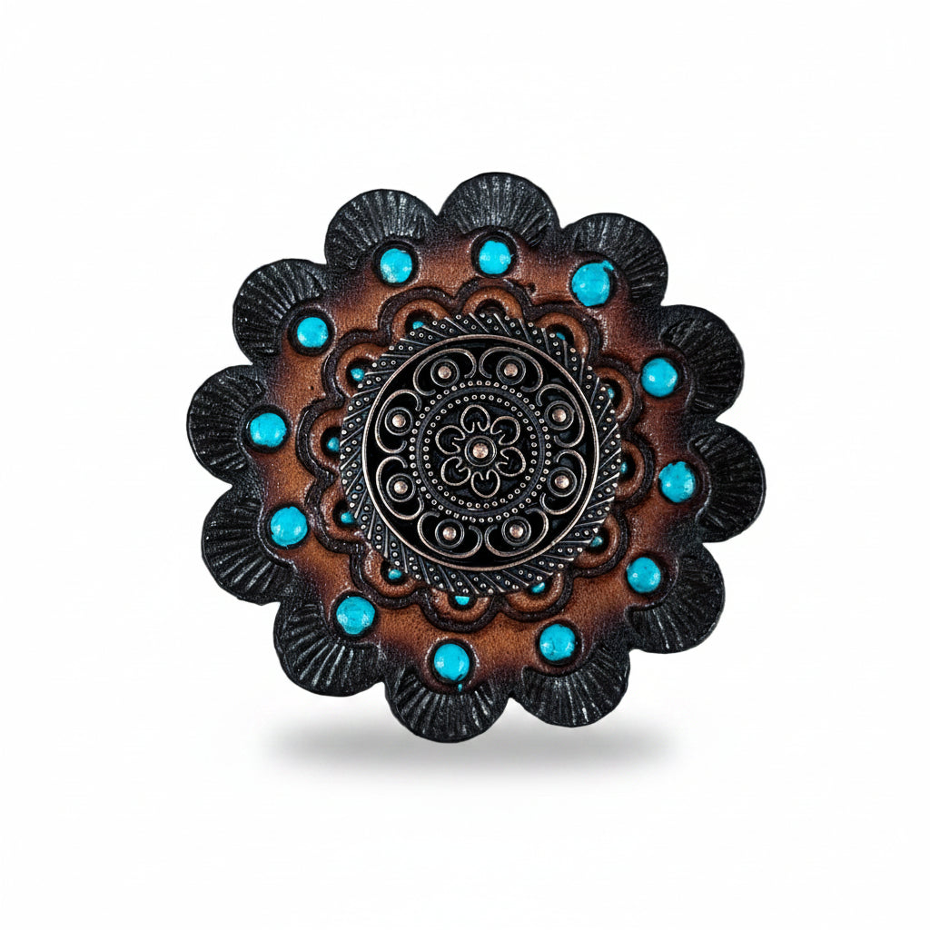 Copper Intricate Engraved Western Concho W224
