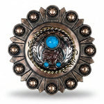 Copper Turquoise Blossom Western Concho W206
