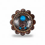 Copper Turquoise Blossom Western Concho W206