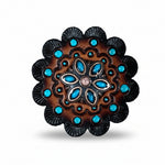 Copper Turquoise Flower Western Concho W207