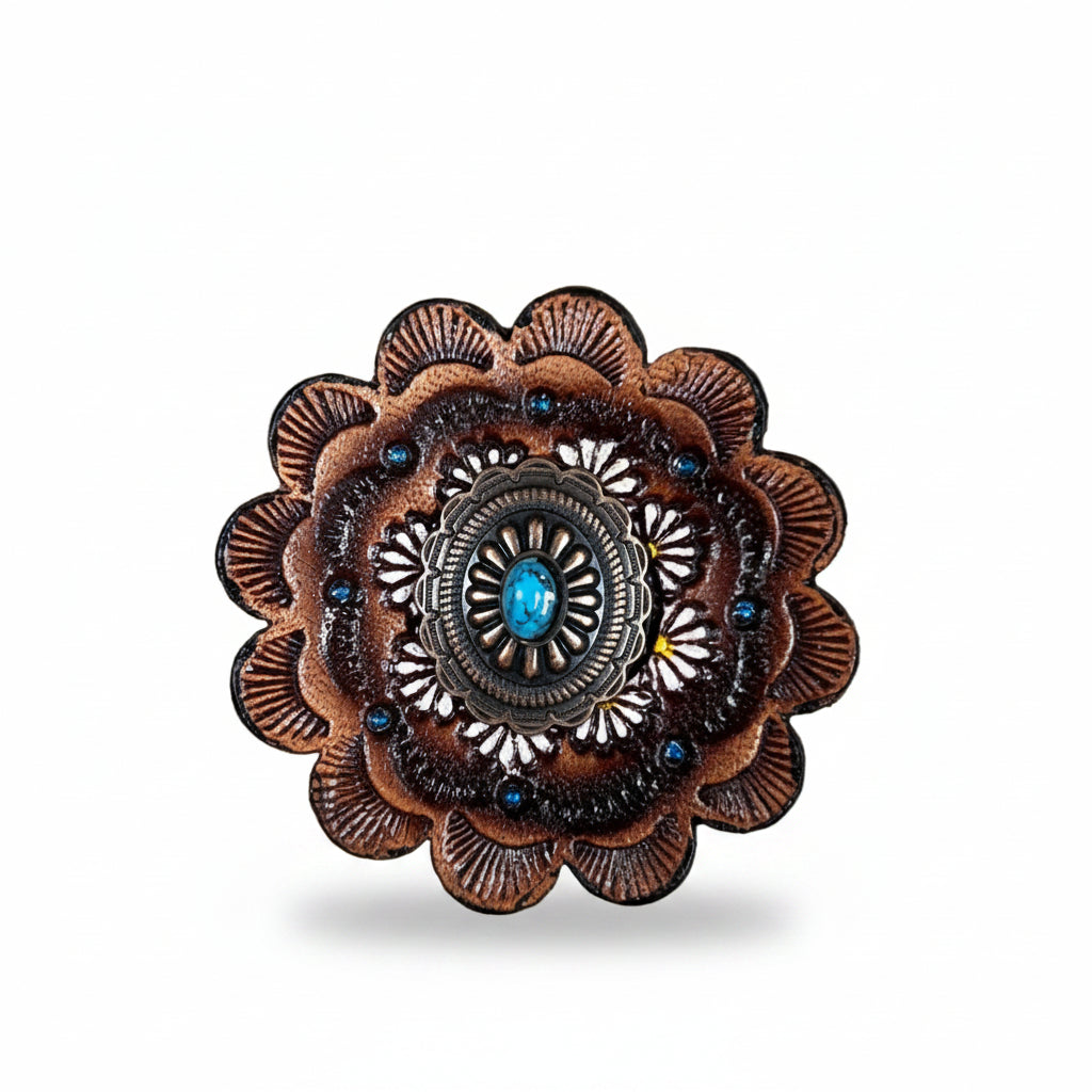 Copper Turquoise Oval Western Concho W179