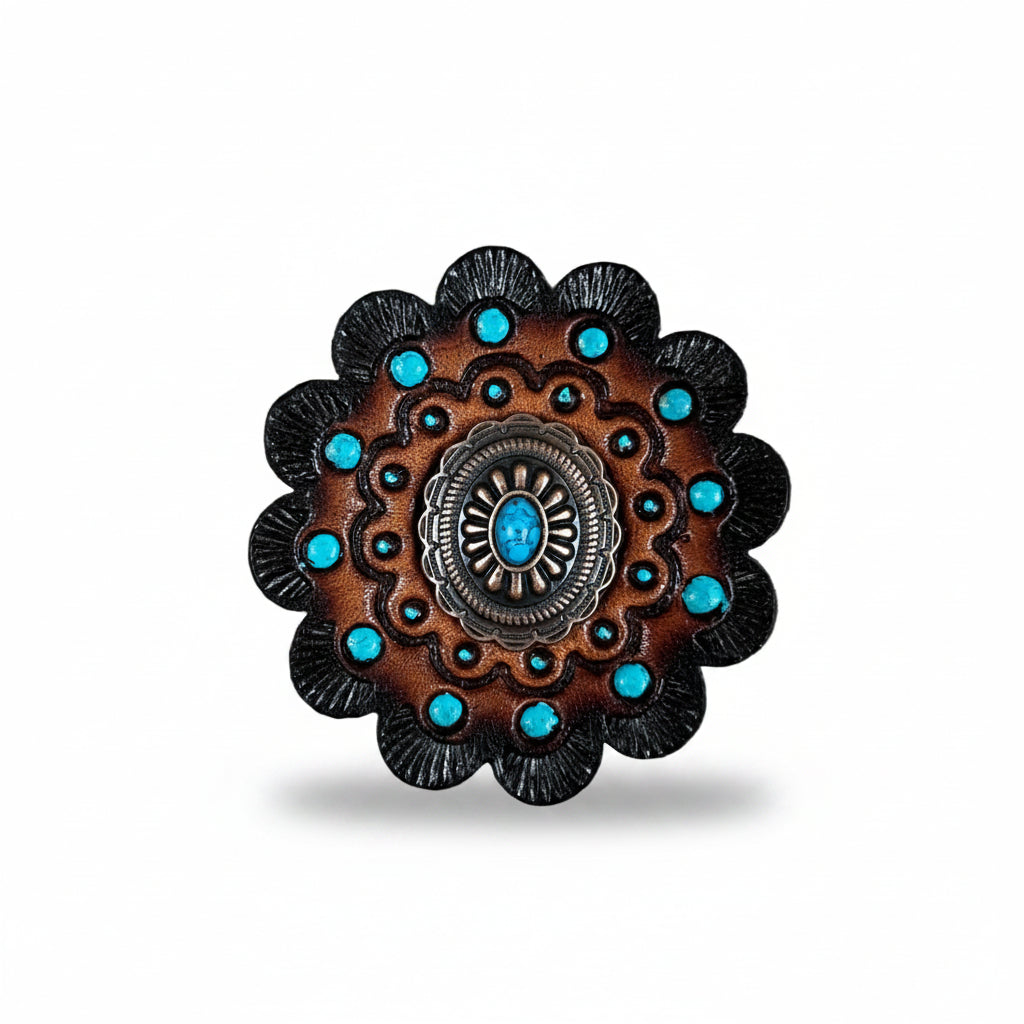 Copper Turquoise Oval Western Concho W179