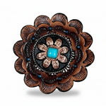 Copper Turquoise Sunflower Western Concho W188