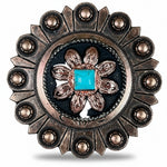 Copper Turquoise Sunflower Western Concho W188