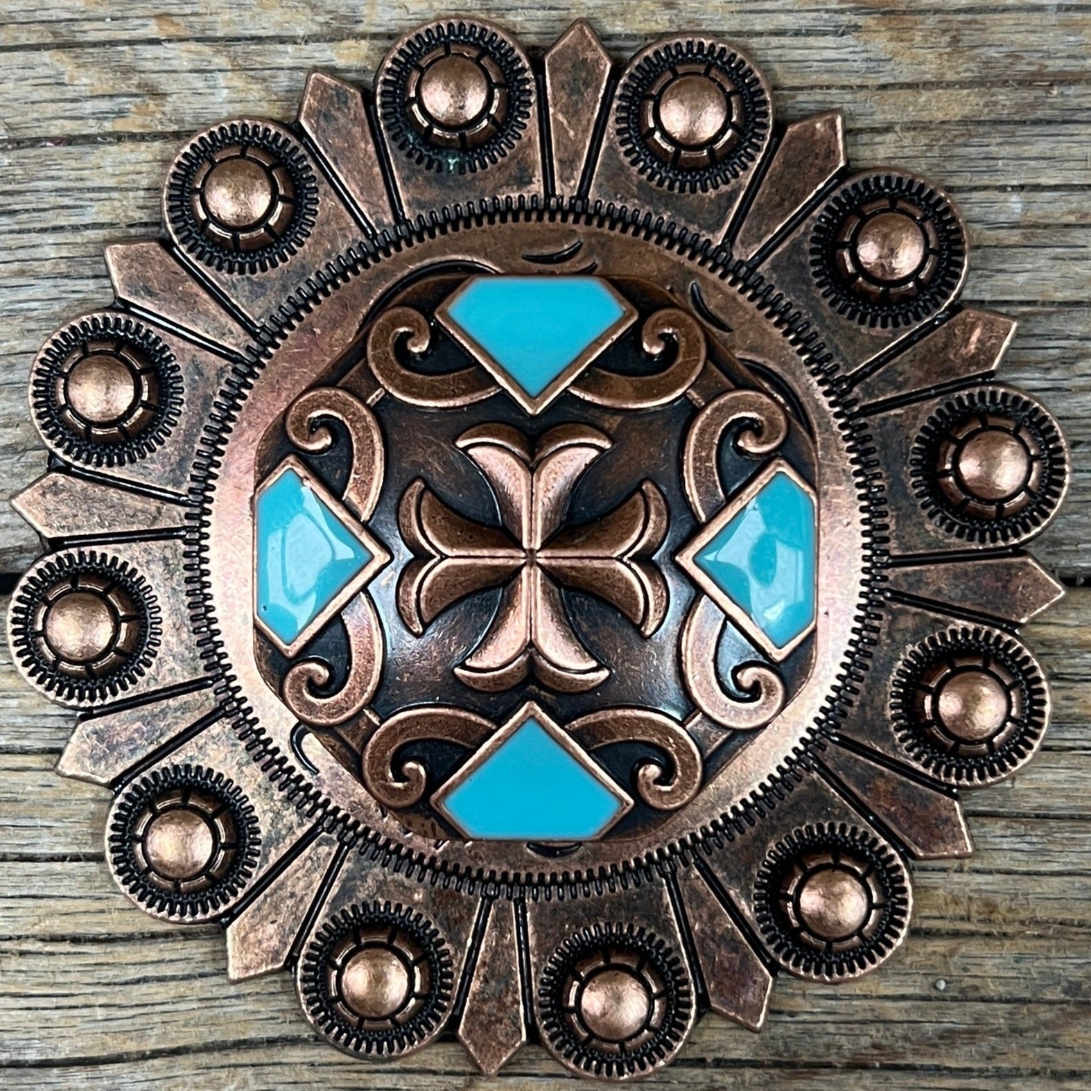 Copper Turquoise Western Concho W104