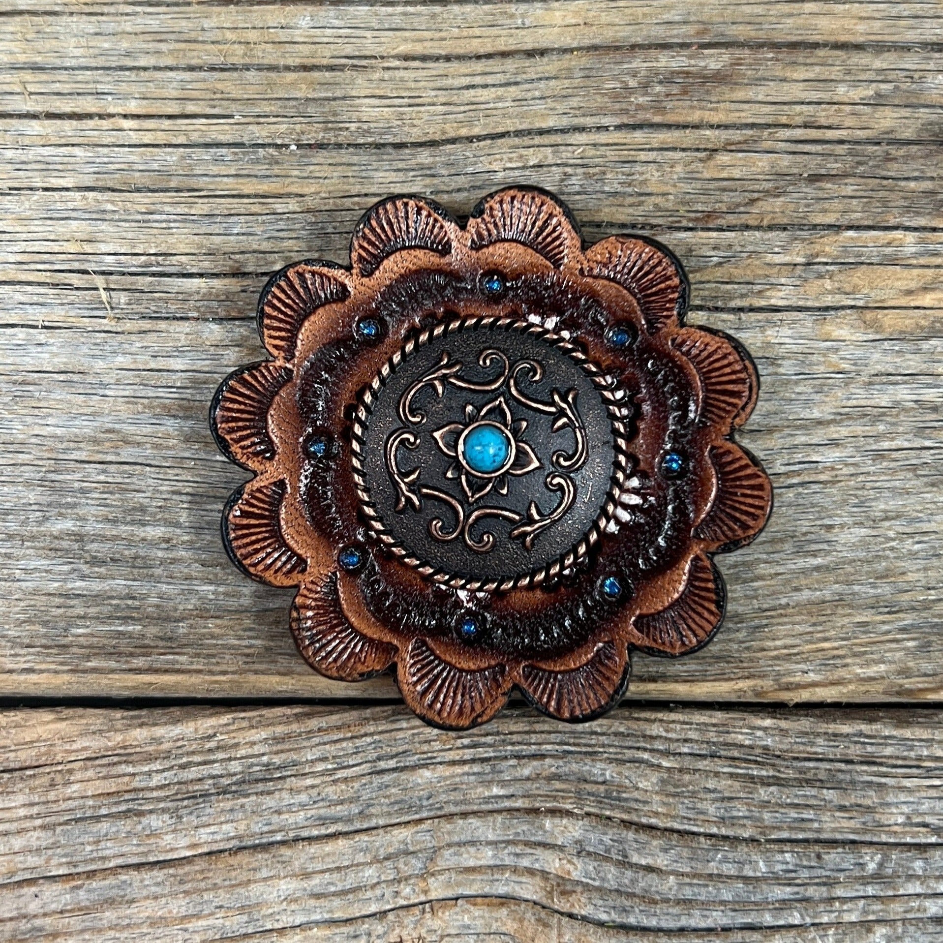 Copper Turquoise Western Concho W180