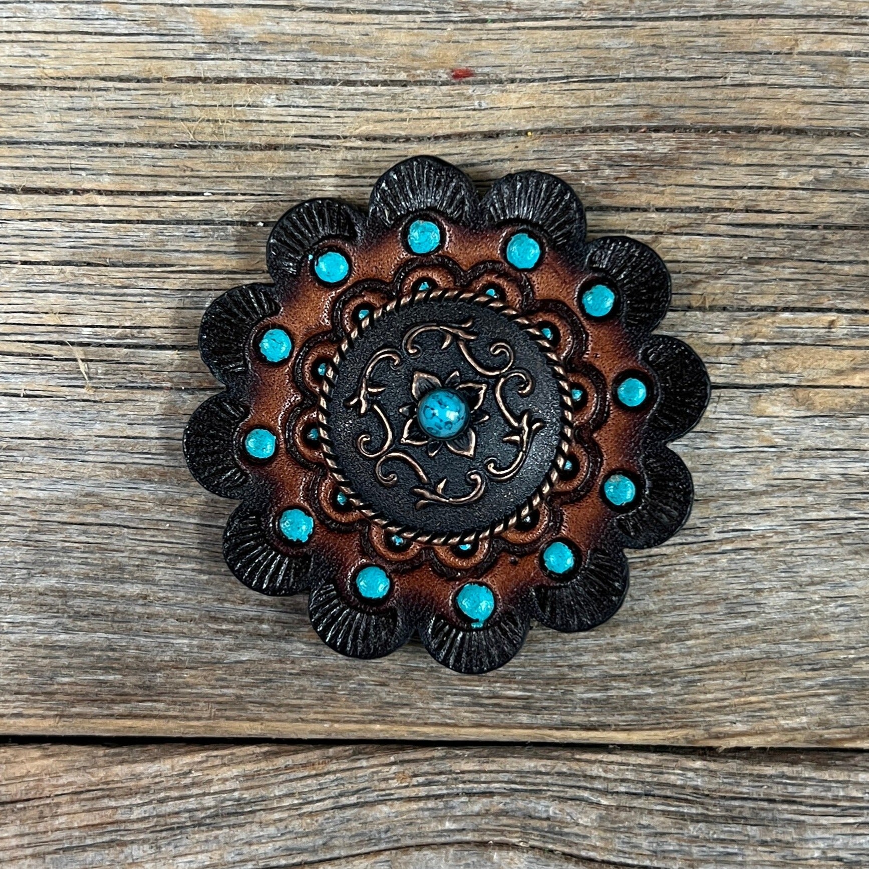 Copper Turquoise Western Concho W180