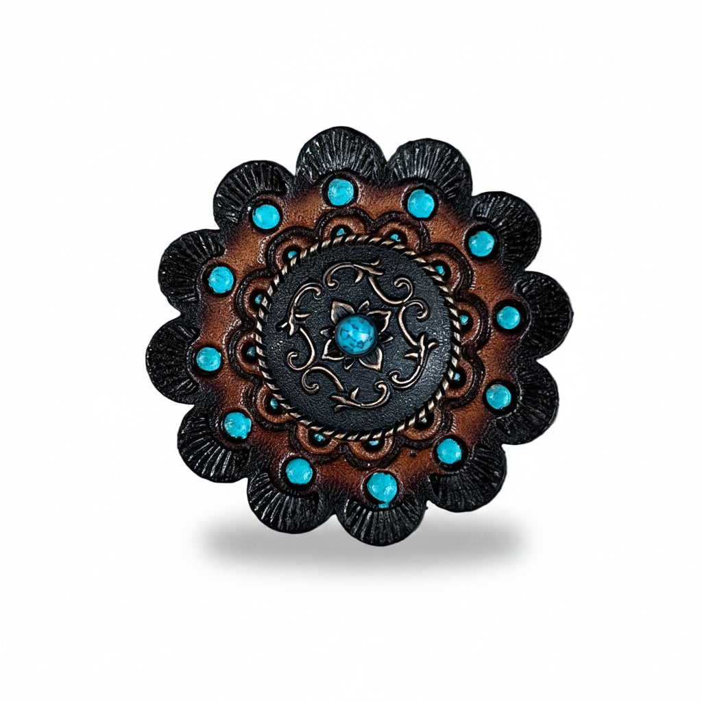 Copper Turquoise Western Concho W180