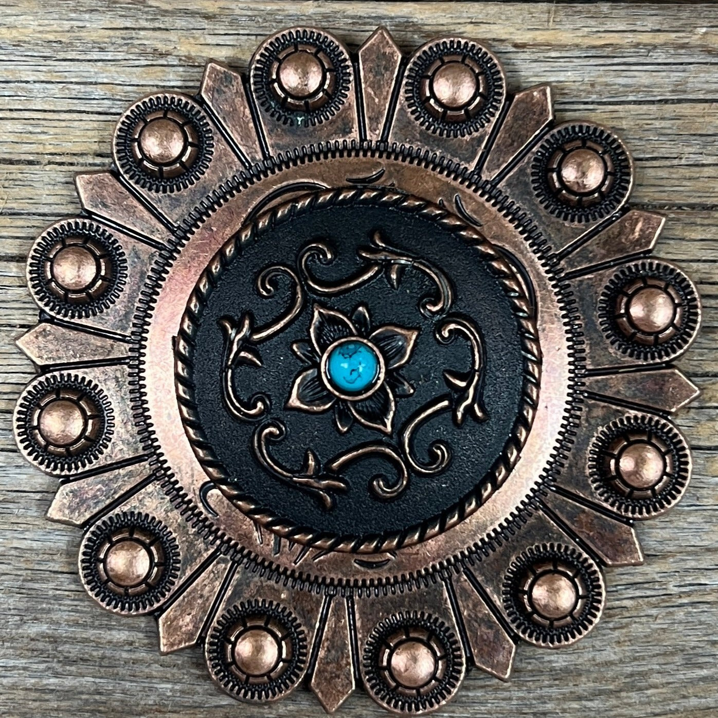 Copper Turquoise Western Concho W180