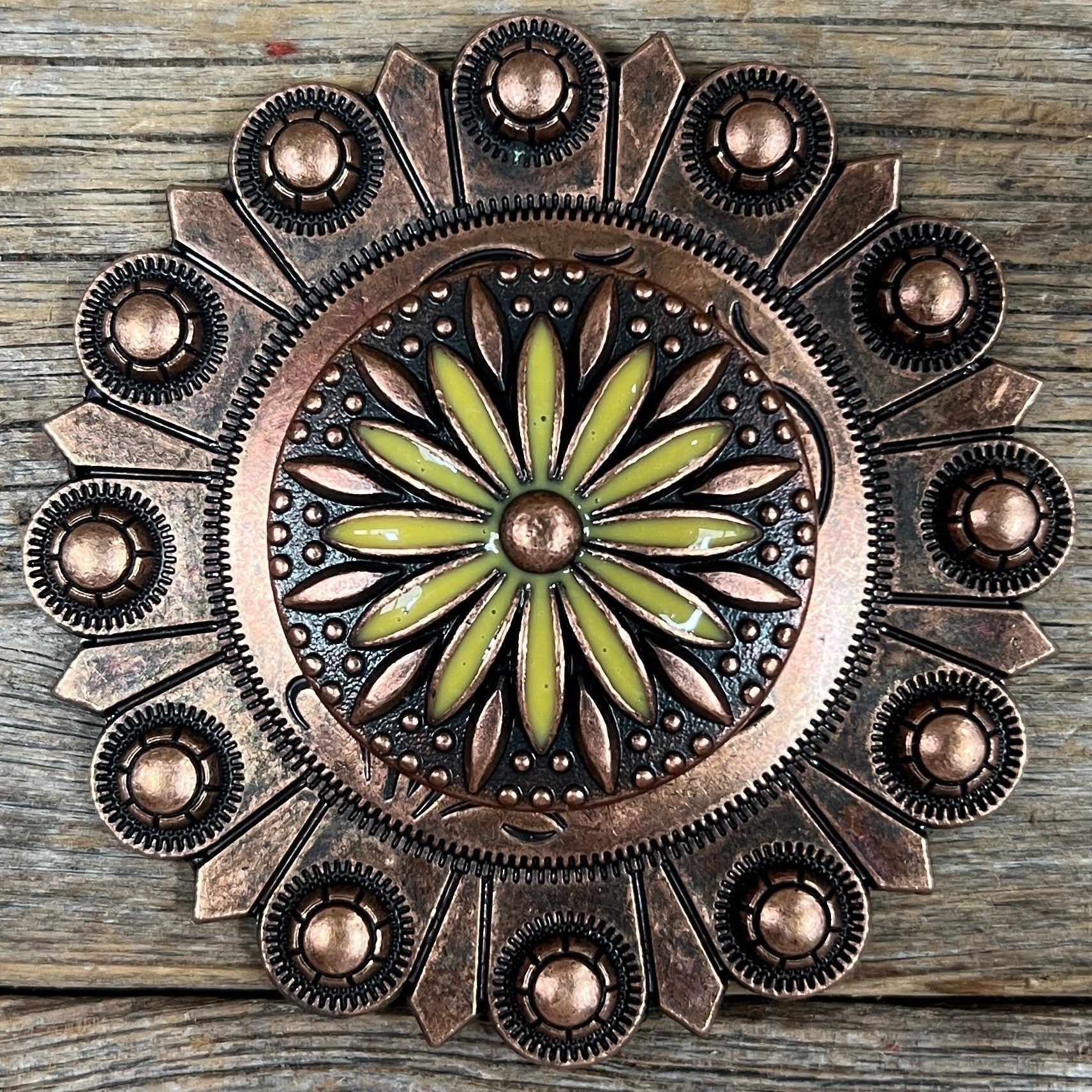 Copper Yellow Daisy Western Concho W229