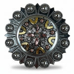 Floral Dots Antique Silver Western Concho W147