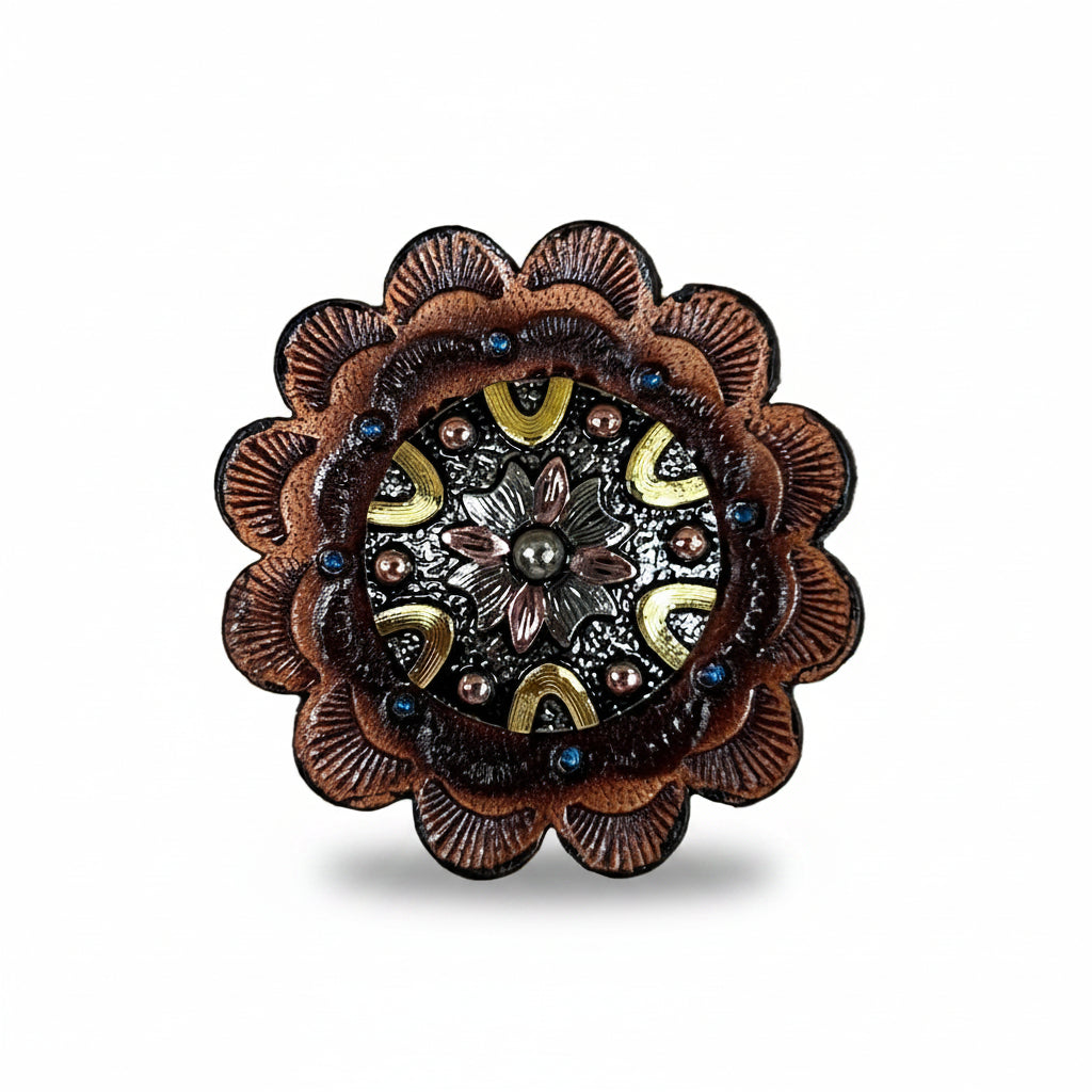 Floral Dots Antique Silver Western Concho W147