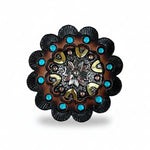 Floral Dots Antique Silver Western Concho W147