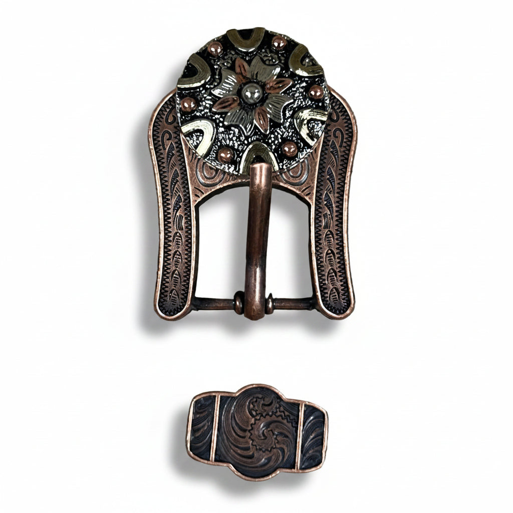 Floral Dots Antique Silver Western Concho W147