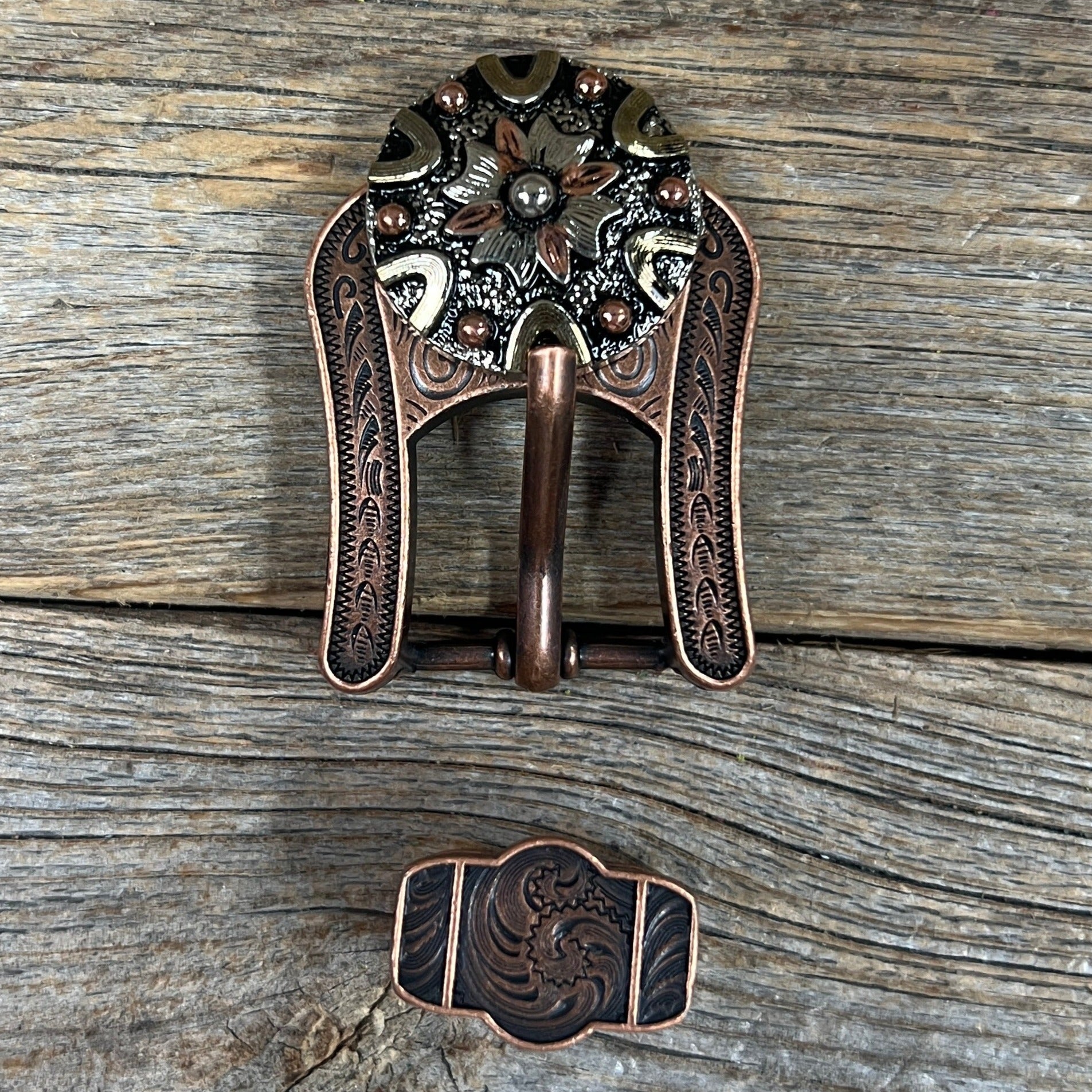 Floral Dots Antique Silver Western Concho W147