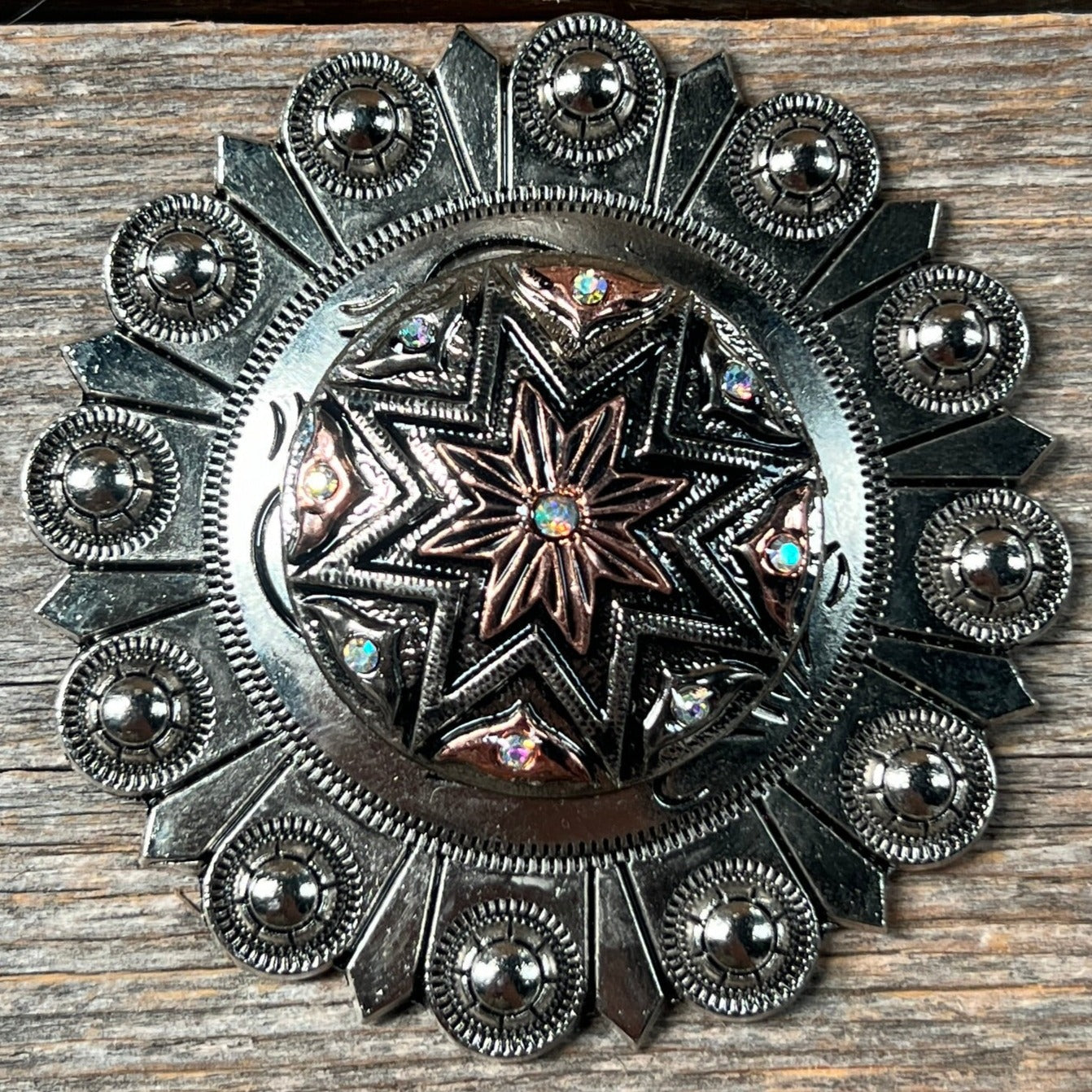 Starburst Antique Silver Western Concho W185