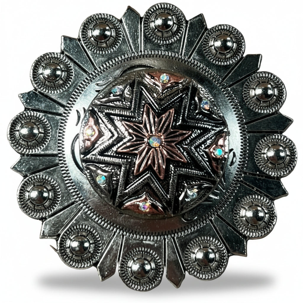 Starburst Antique Silver Western Concho W185