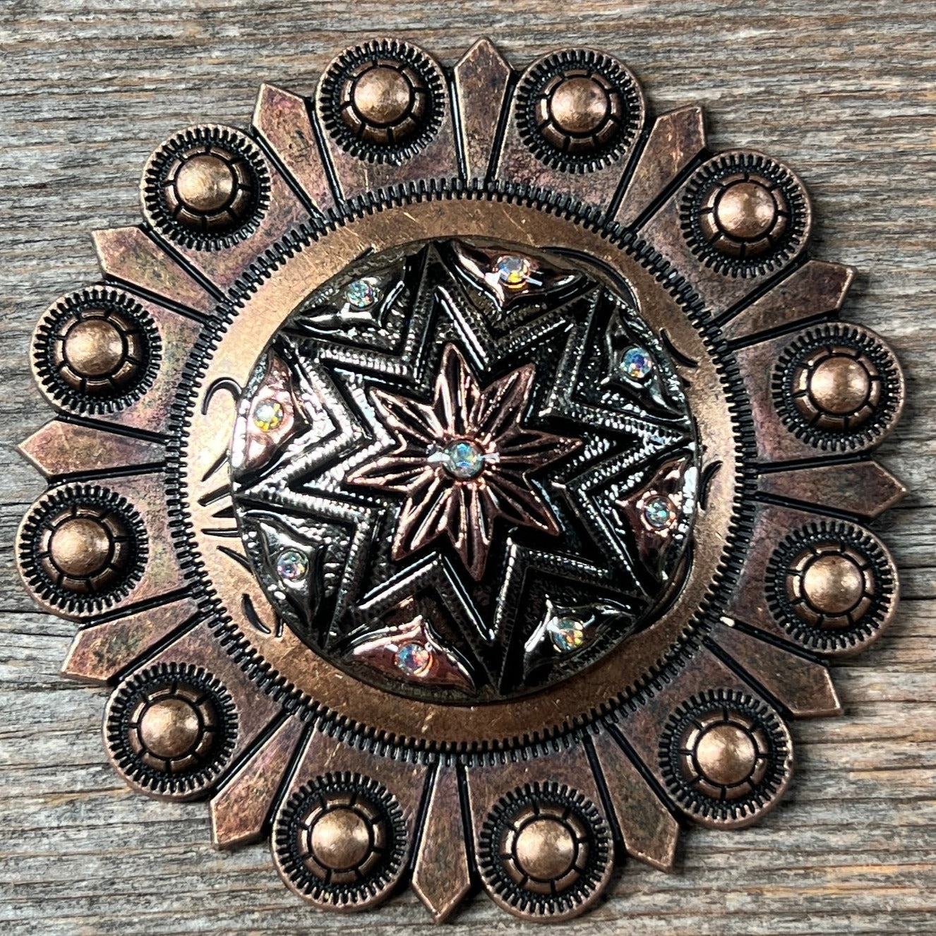 Starburst Antique Silver Western Concho W185