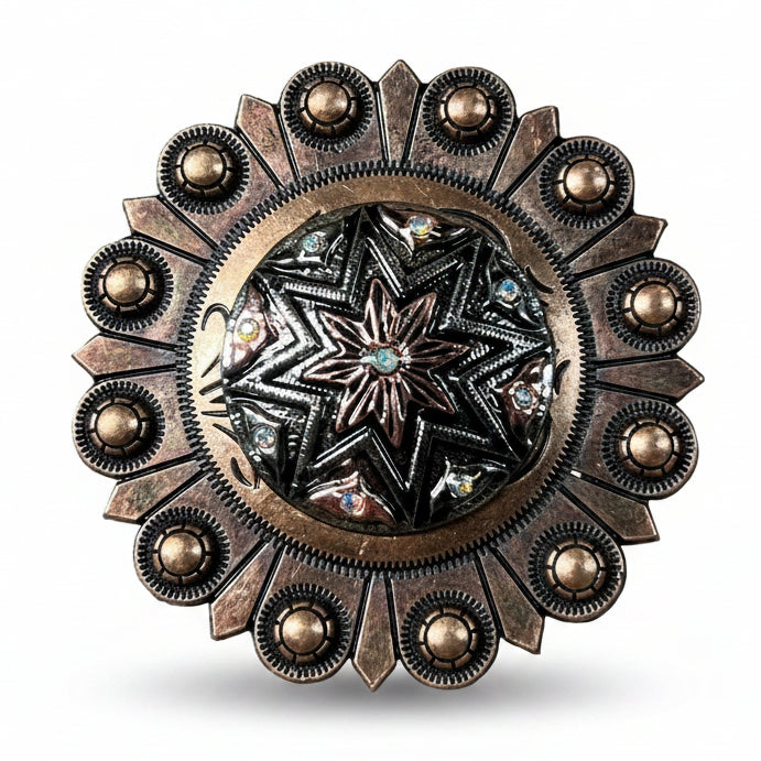 Starburst Antique Silver Western Concho W185