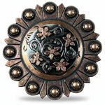 Silver - Copper Floral Western Concho W200