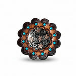 Silver - Copper Floral Western Concho W200