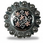 Silver - Copper Floral Western Concho W200