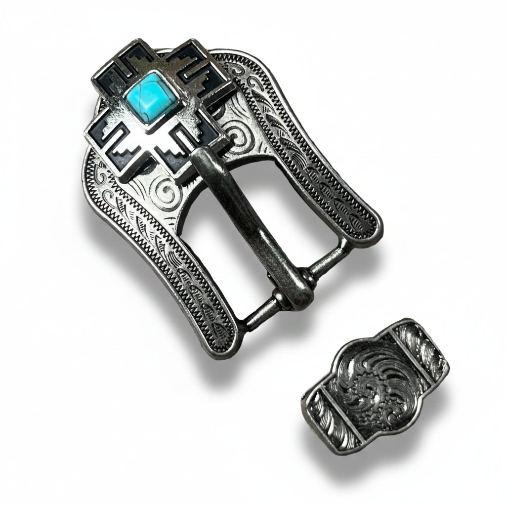 Southwest Antique Silver Turquoise Western Concho W201