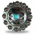 Southwest Antique Silver Turquoise Western Concho W201
