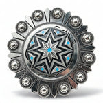 Starburst Antique Silver Turquoise Western Concho W214
