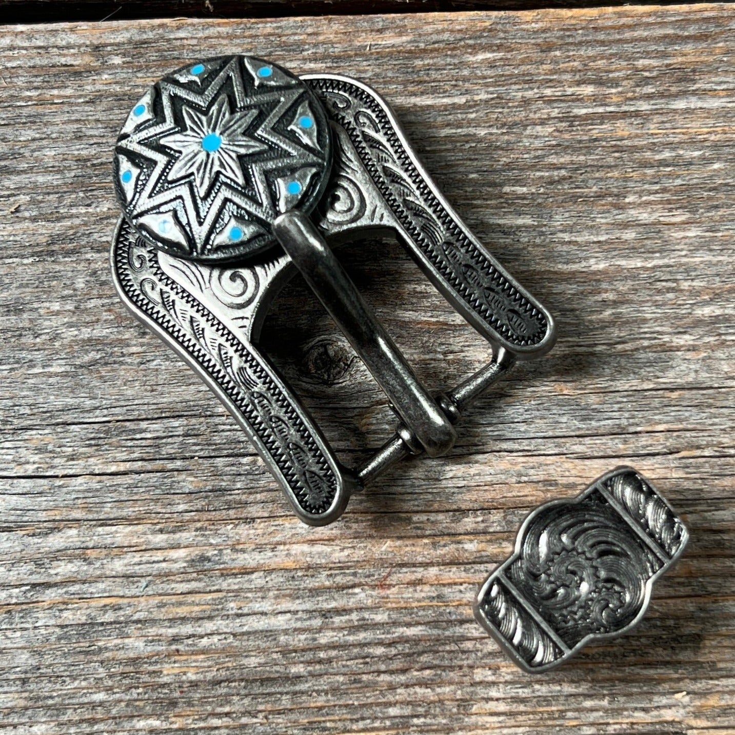 Starburst Antique Silver Turquoise Western Concho W214