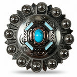 Octagon Turquoise Floral Western Concho W221