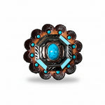Octagon Turquoise Floral Western Concho W221
