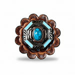 Octagon Turquoise Floral Western Concho W221