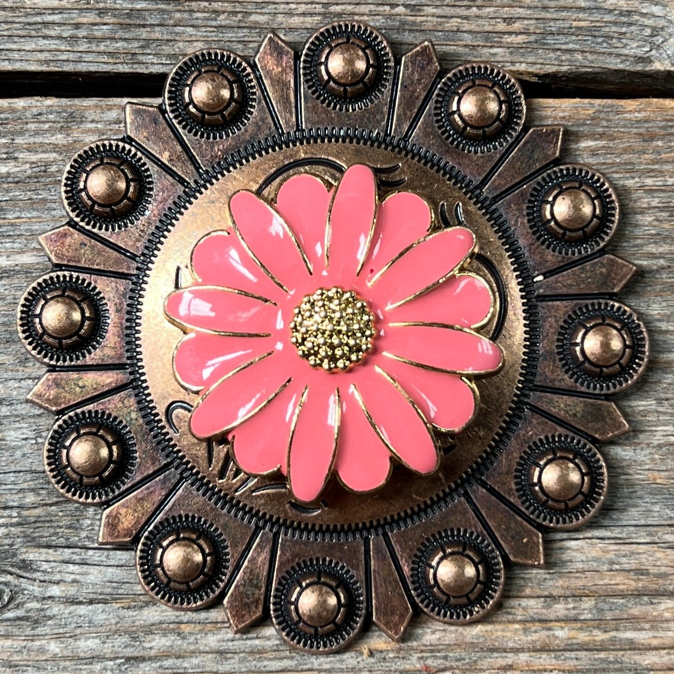 Pink Flower Western Concho W228