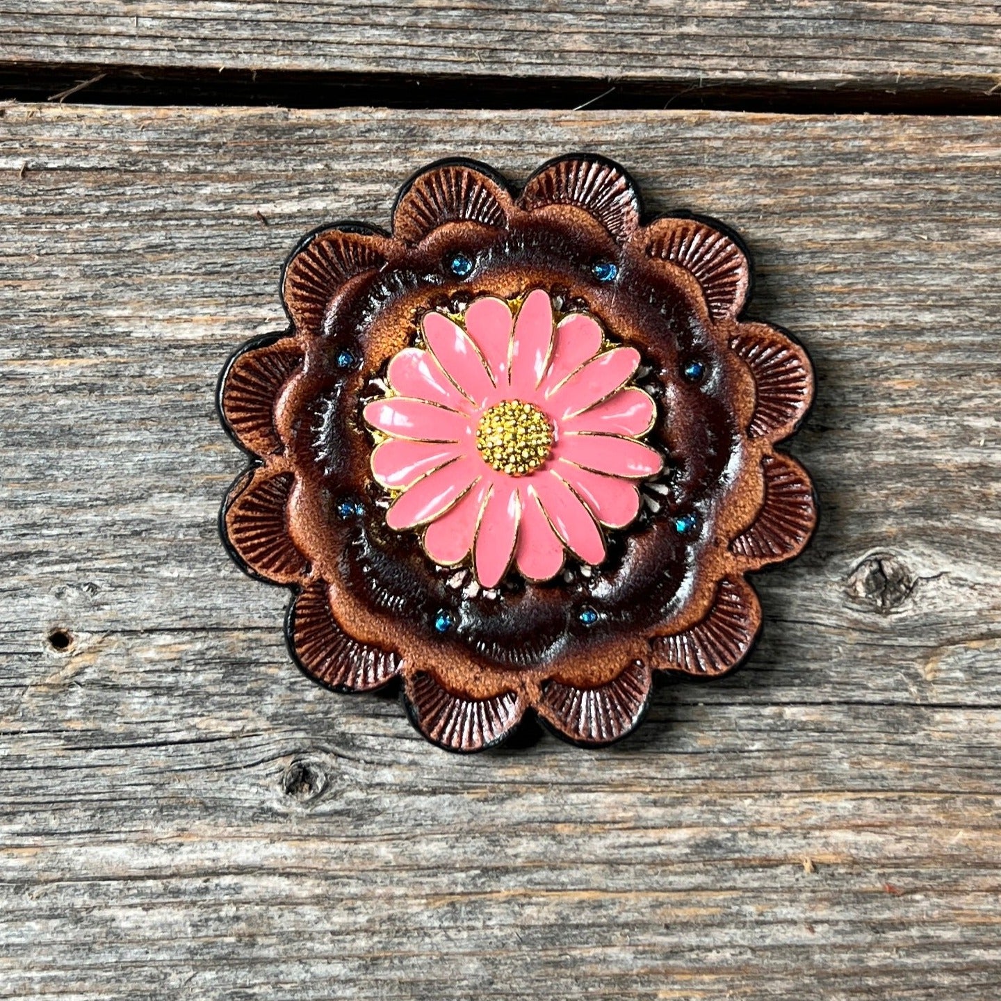 Pink Flower Western Concho W228