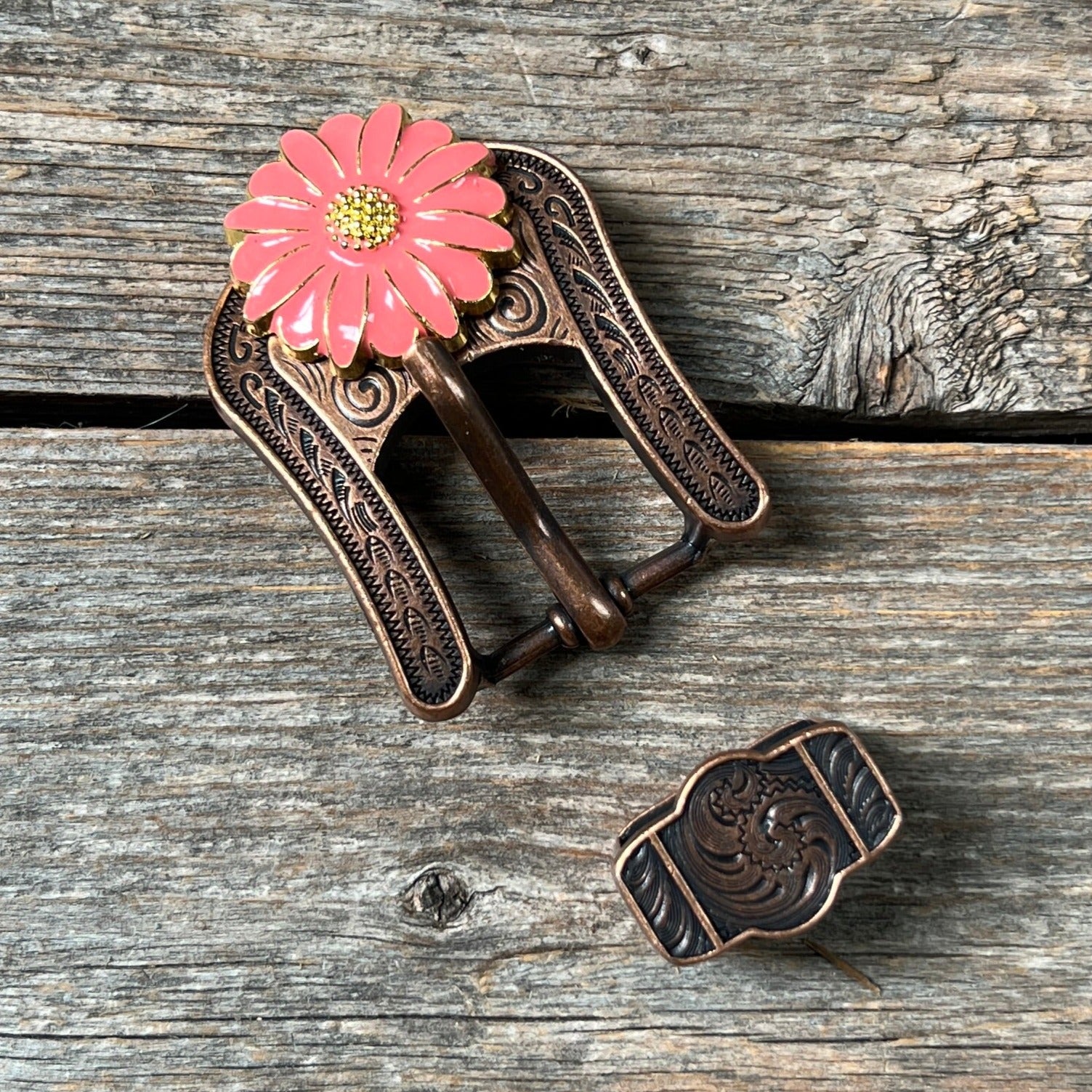 Pink Flower Western Concho W228